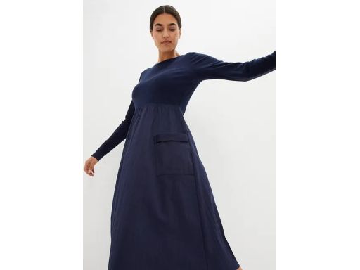 B.P.C modna sukienka granatowa dzianinowa góra r.46