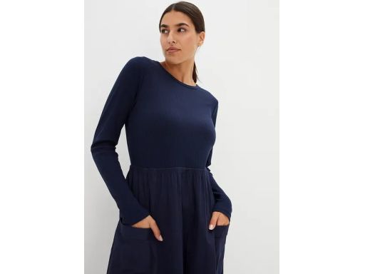 B.P.C modna sukienka granatowa dzianinowa góra r.46