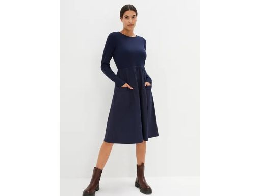 B.P.C modna sukienka granatowa dzianinowa góra r.46