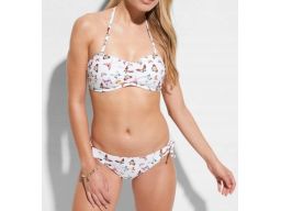 B.P.C bikini bandeau białe w motyle 40.