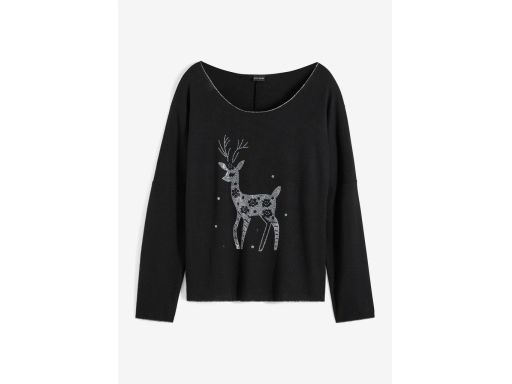 B.P.C antracytowy sweter z dżetami wzór jelonka ^56/58