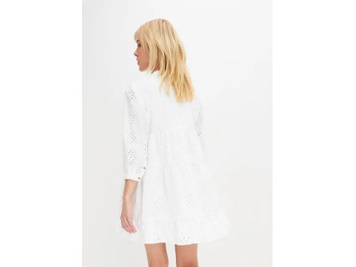 B.P.C biała sukienka z ażurowym haftem r.42