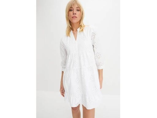 B.P.C biała sukienka z ażurowym haftem r.42