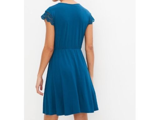 B.P.C morska sukienka z wiskozy z koronką r.40/42