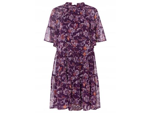 B.P.C fioletowa sukienka szyfonowa we wzory r.38