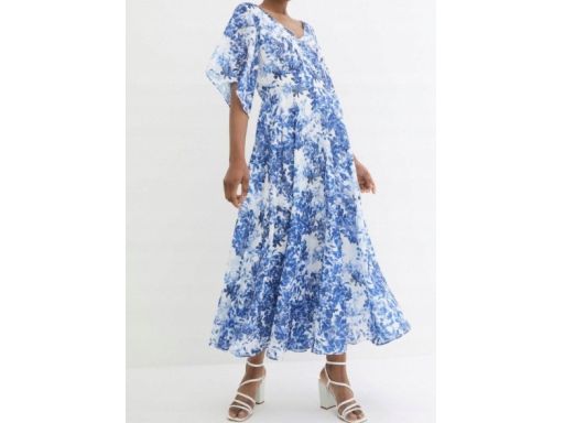 B.P.C sukienka szyfonowa z żakardowym nadrukiem 38.