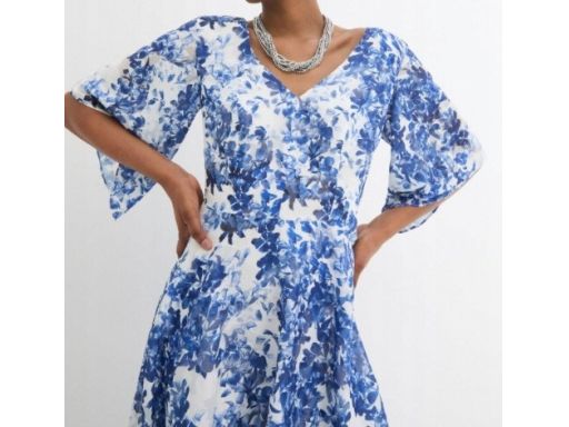 B.P.C sukienka szyfonowa z żakardowym nadrukiem 38.