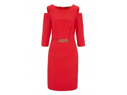 B.P.C sukienka ołówkowa czerwona z odkrytymi ramionami r.48