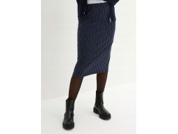 B.P.C lniana midi granatowa w pionowe cienkie paski ^56/58