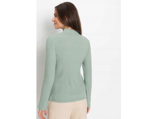 B.P.C pistacjowa bluzka prążkowana z zamkiem^40/42