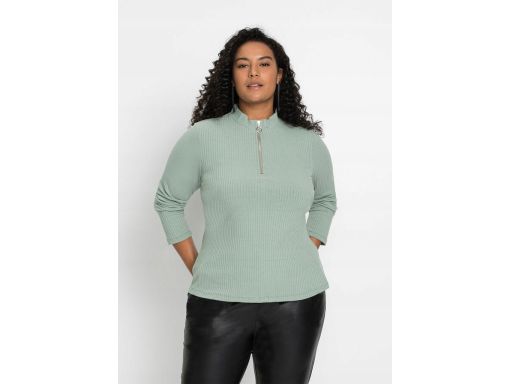 B.P.C pistacjowa bluzka prążkowana z zamkiem^40/42