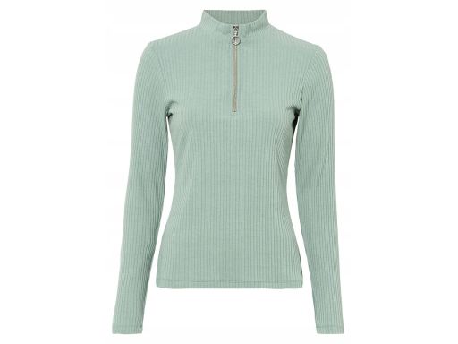 B.P.C pistacjowa bluzka prążkowana z zamkiem^40/42