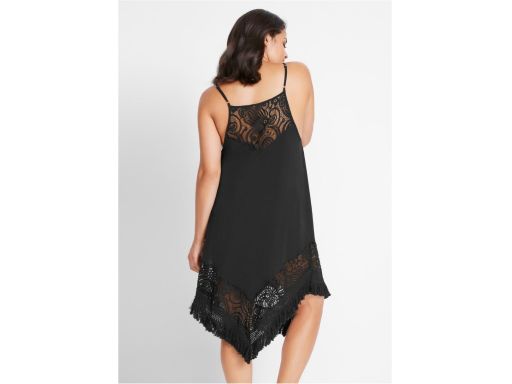 B.P.C sukienka plażowa czarna z koronką i frędzlami r.38