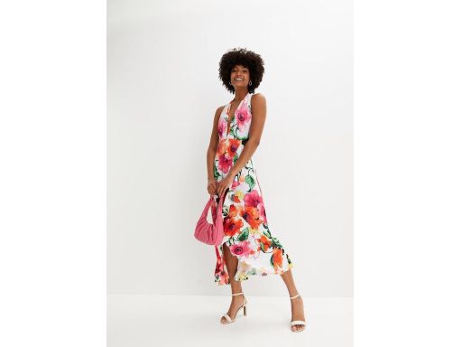 B.P.C sukienka letnia w kwiaty wiązana na szyi 40/42.