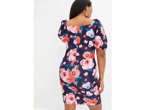 B.P.C sukienka ołówkowa granatowa w duże kolorowe kwiaty ^40/42
