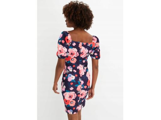 B.P.C sukienka ołówkowa granatowa w duże kolorowe kwiaty ^40/42