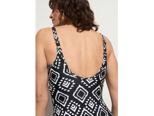 B.P.C kostium jednoczęściowy czarny w białe wzory z siateczką r.38