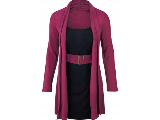 B.P.C sukienka dzianinowa z narzutką 2w1 fioletowo-czarna ^36/38