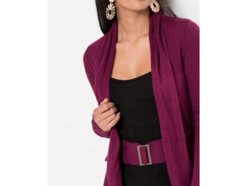 B.P.C sukienka dzianinowa z narzutką 2w1 fioletowo-czarna ^36/38