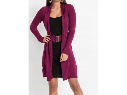 B.P.C sukienka dzianinowa z narzutką 2w1 fioletowo-czarna ^36/38