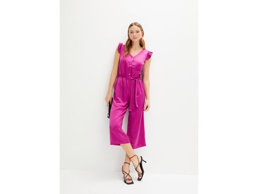 B.P.C fioletowy kombinezon satynowy z falbanami ^42