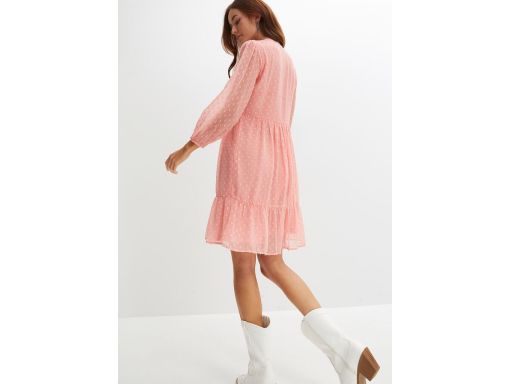 B.P.C szyfonowa sukienka różowa ze strukturalnym wzorem ^44