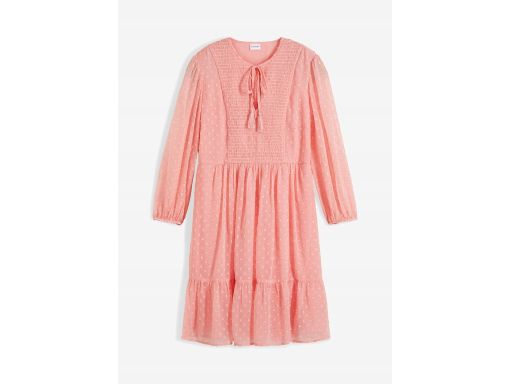 B.P.C szyfonowa sukienka różowa ze strukturalnym wzorem ^44
