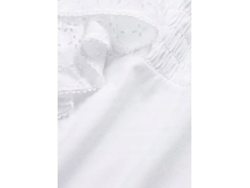 B.P.C bluzka t-shirt biała z marszczeniem i ażurowymi rękawkami ^36/38