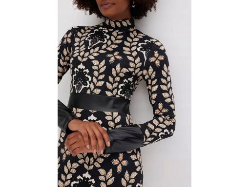 B.P.C sukienka midi we wzory ze wstawkami z eko skóry r.36/38