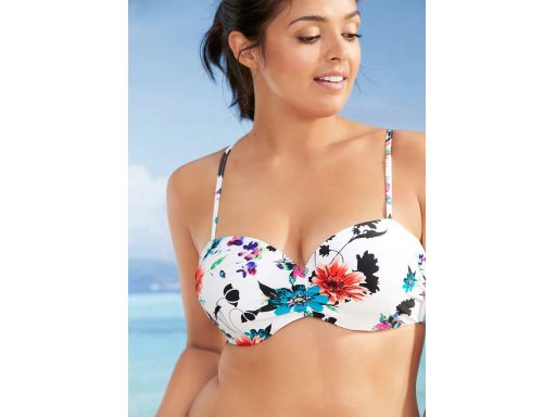 BonPrix białe bikini w kolorowe kwiatuszki usztywniane miseczki ^36(70