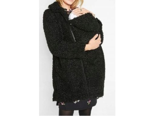 B.P.C. Kurtka ciążowa z panelem czarny baranek przejściowa 52