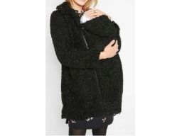 B.P.C. Kurtka ciążowa z panelem czarny baranek przejściowa 52