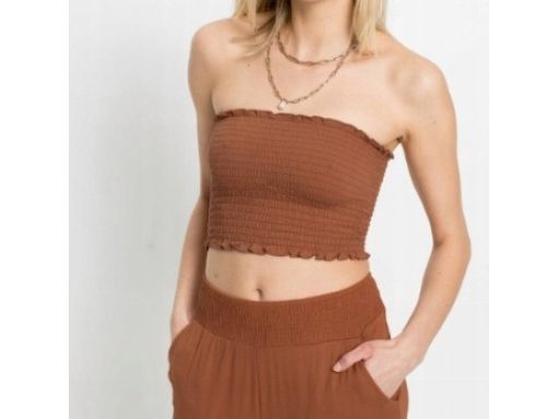 B.P.C top-opaska marszczony brązowy bez ramiączek 40/42.