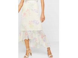 B.P.C asymetryczna spódnica szyfonowa w kwiaty ^36