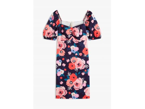 B.P.C sukienka ołówkowa granatowa w duże kolorowe kwiaty ^36/38