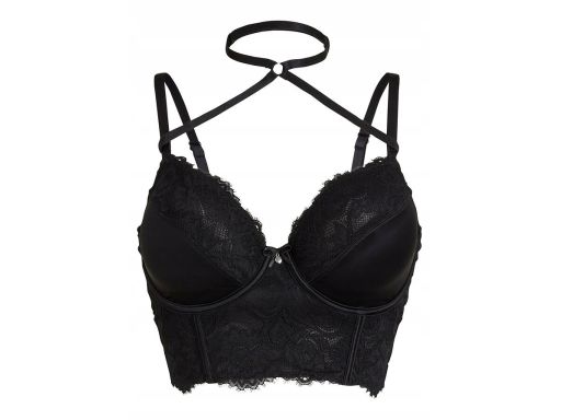 B.P.C biustonosz przedłużony-top z fiszbinami czarny z paskami r.70C