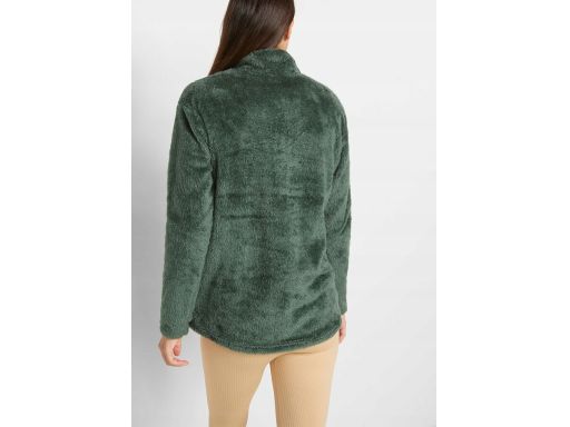 B.P.C ciepła bluza damska polarowa ze stójką zielona 40/42.
