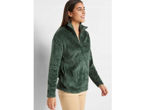 B.P.C ciepła bluza damska polarowa ze stójką zielona 40/42.