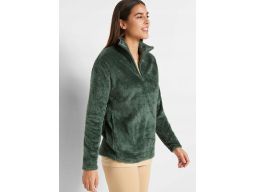 B.P.C ciepła bluza damska polarowa ze stójką zielona 40/42.