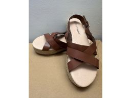 B.P.C sandały na platformie ze sznurka brązowe paski ^39