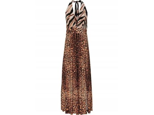 B.P.C sukienka długa w cętki z wiązaniem na szyi ^36/38