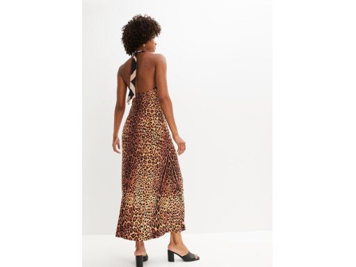 B.P.C sukienka długa w cętki z wiązaniem na szyi ^36/38