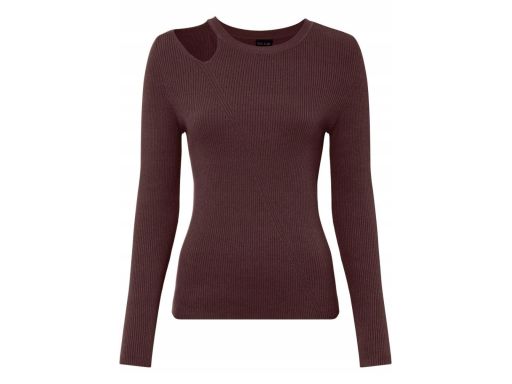 B.P.C brązowy sweterek damski z wycięciem na ramieniu ^48/50