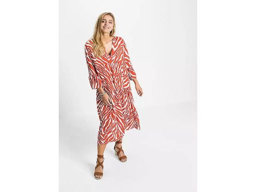 B.P.C sukienka midi z falbanką we wzory r.50