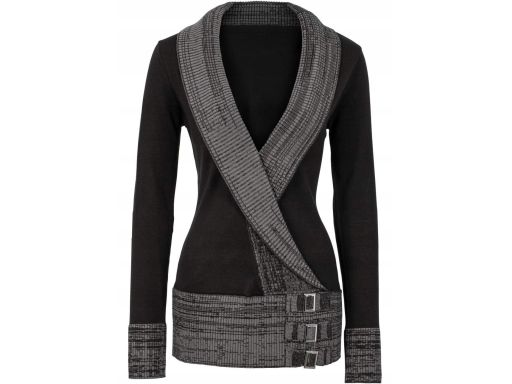 B.P.C sweter kopertowy z szalowym kołnierzem i z klamerkami ^32/34