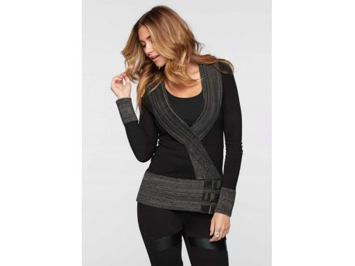 B.P.C sweter kopertowy z szalowym kołnierzem i z klamerkami ^32/34