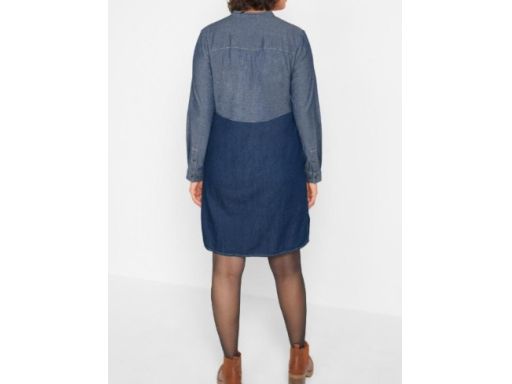 B.P.C sukienka koszulowa jeansowa dwukolorowa ze stójką 34.