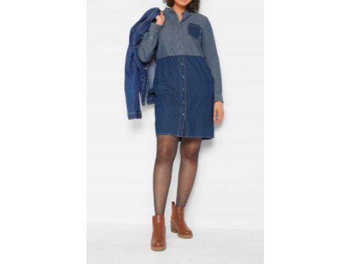 B.P.C sukienka koszulowa jeansowa dwukolorowa ze stójką 34.