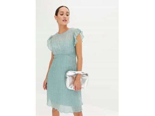B.P.C sukienka miętowa z błyszczącą nitką r.36/38