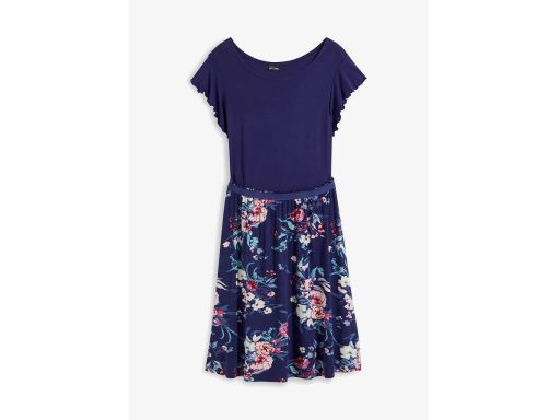 B.P.C granatowa sukienka z dżerseju z kwiatowym dołem ^44/46